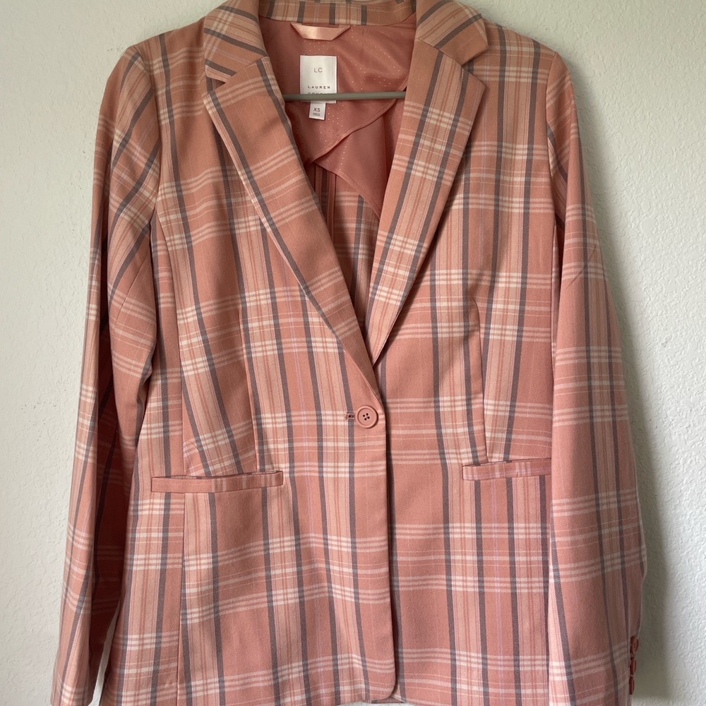 LC Lauren Conrad Pink Checkered Blazer